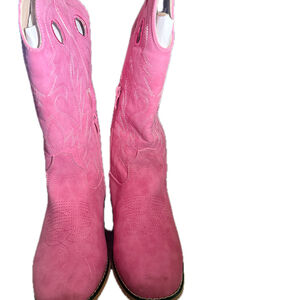 Cute Girls Faux Suede Cowboy Boots Size-Gently Used
